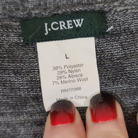 J Crew Heather Gray Ruffle V-Neck Button Front Traversa Cardigan Alpaca Wool L - Picture 5 of 7